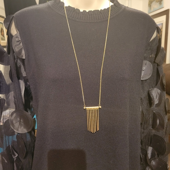Gold Like Necklace with Pendant with 8 Pendulum Bars, Long - Picture 5 of 6